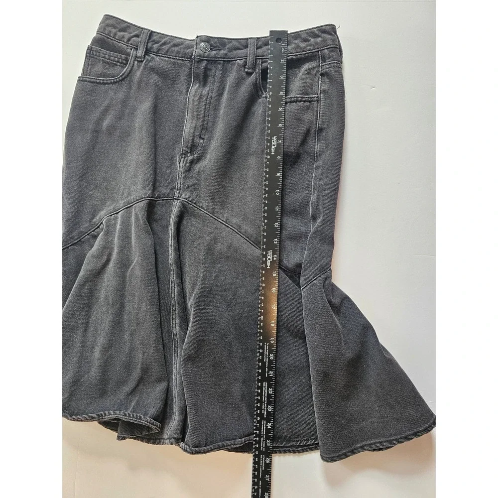 Free People‎ Fishtail Denim Skirt Womens 29 Black Mermaid Midi Boho western